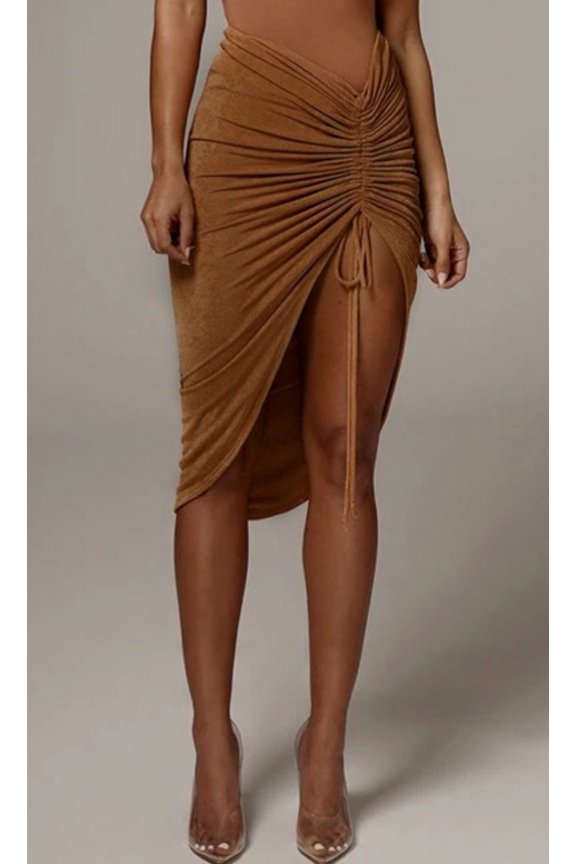 Drawstring Irregular Sexy Skirt (S, Black)
