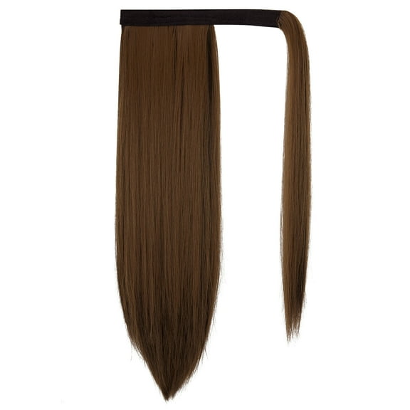 Drawstring Long Straight Ponytail Extension 28 inch Wrap Around Ponytail Synthetic Hair Extensions Clip in Ponytail Hairpiece for Women, Brown/Black, 160G (11colors)