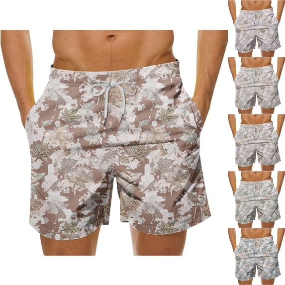 Drawstring Lounge Casual Short Pants Men's Fashion Casual Hawaiian Leaf Print Shorts Casual Print Swim Shorts Green Xxxl