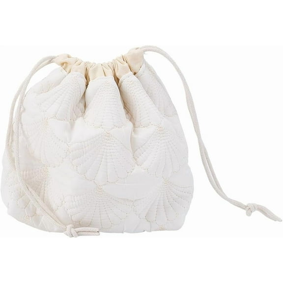 Drawstring Makeup Bag Cotton Travel Toiletry Bag White Makeup Organizer Case Quilted Cosmetic Bag Pouch Purse Essentials Bag Portable Storage Clutch Bags