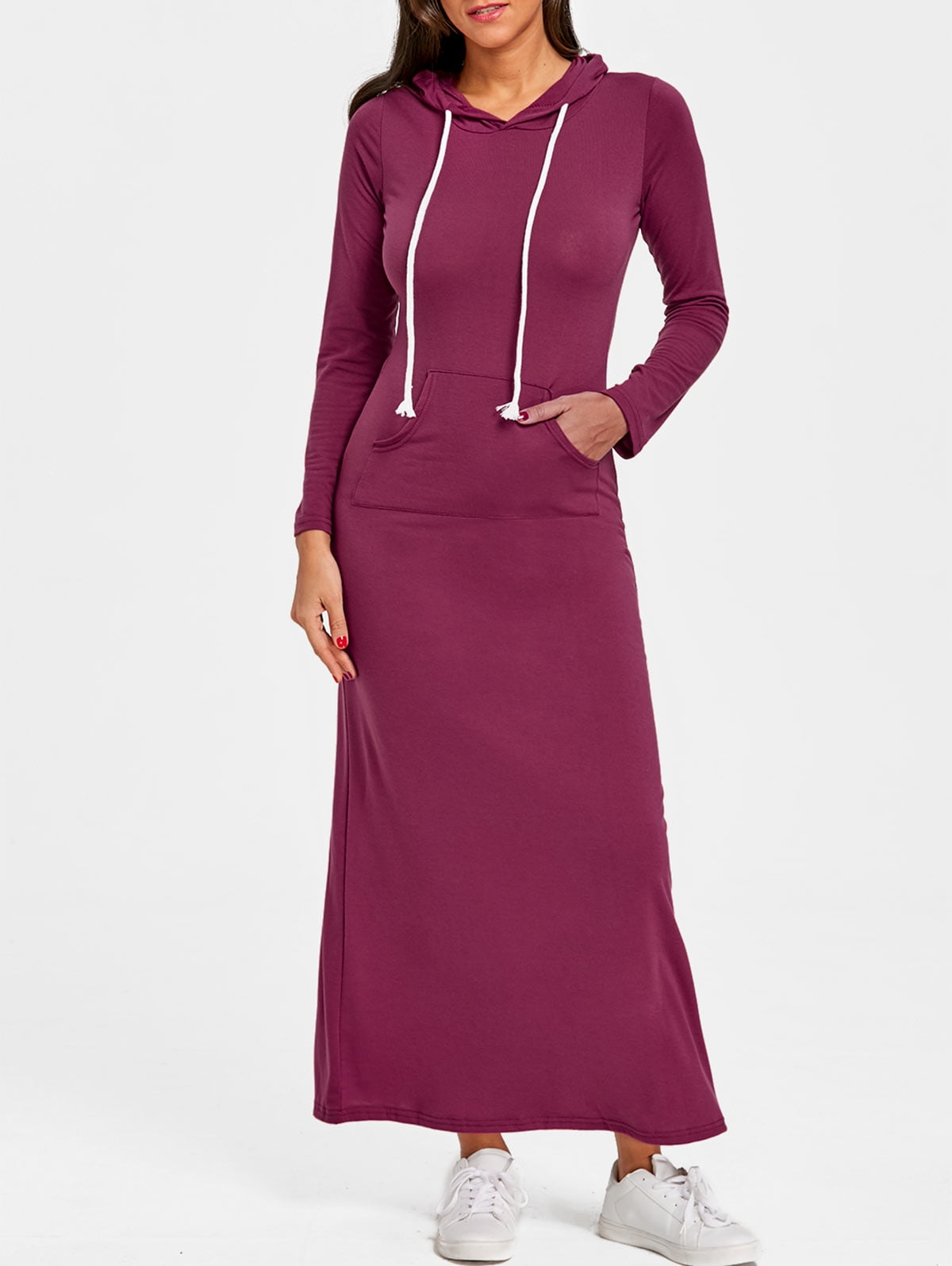SEXY LONG MAXI HOODIE DRESS