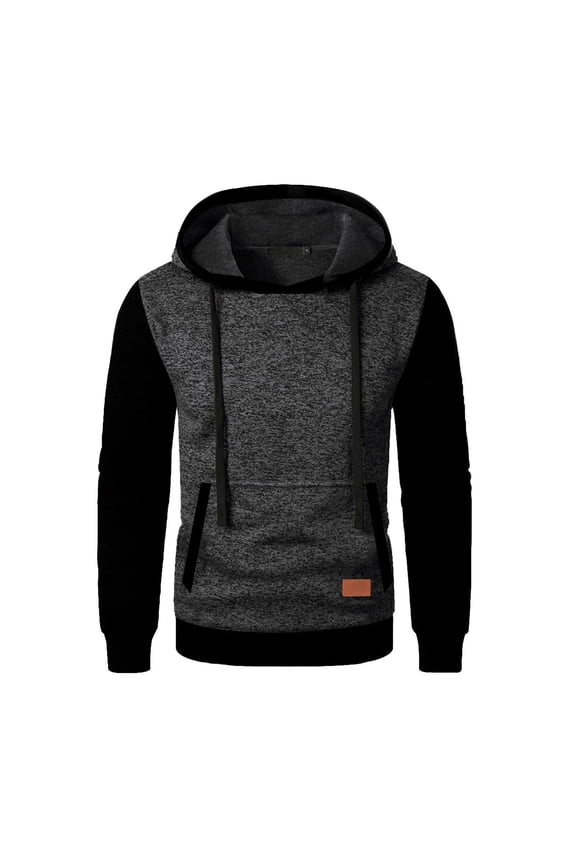 Drawstring Men's Jacket Black Hooded Pullover Jacket Casual Long Sleeve Fall Winter Outerwear