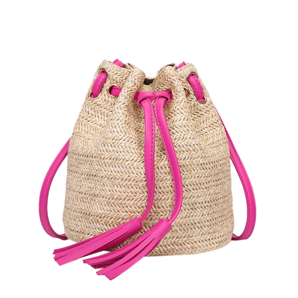 Drawstring Mesh Bags Bulk Christmas Medium Bags Drawstring Women Fashion Solid Color High Capacity Weave Tassels Shoulder Mini Bags Drawstring Drawstring Bag Small Walmart