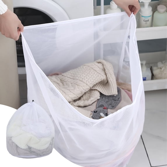 Drawstring Mesh Laundry Wash Bag for Delicates Large Machine Washable Lingerie Sweater Protector Sack for Bras Socks Sweaters Organization in Washer Dryer