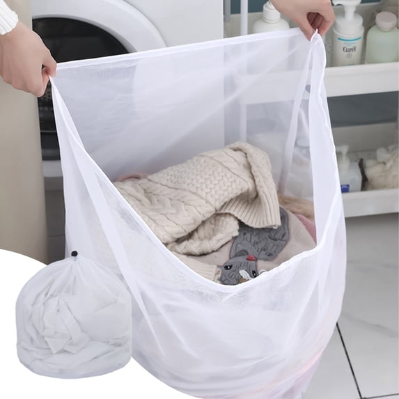 Drawstring Mesh Laundry Wash Bag for Delicates Large Machine Washable Lingerie Sweater Protector Sack for Bras Socks Sweaters Organization in Washer Dryer
