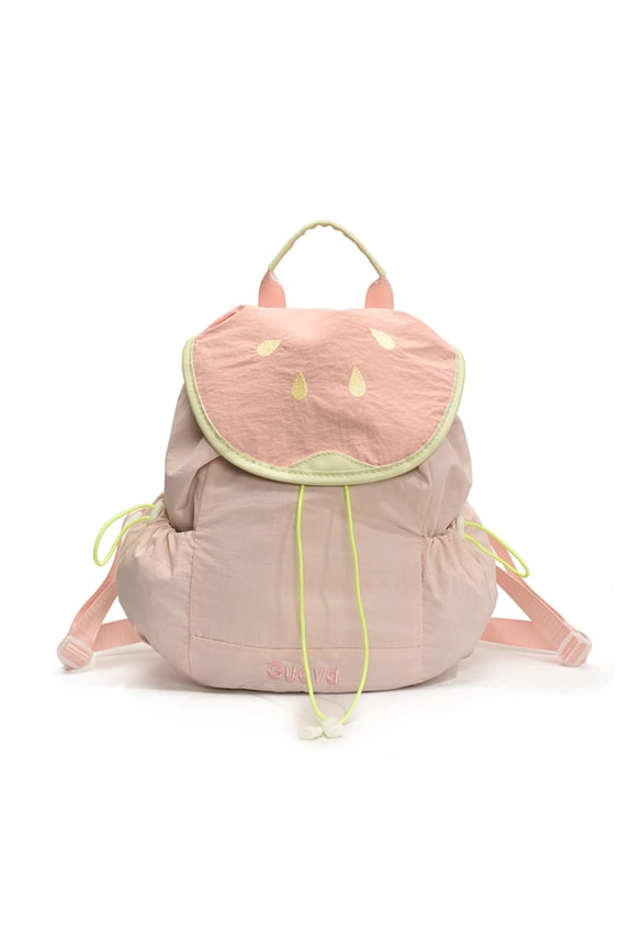 Drawstring Mini Backpack with Magnetic Snap, Multi Pockets Backpack with Drawstring Side Pockets, Lightweight School Backpack for Travel Shopping Hiking, Pink