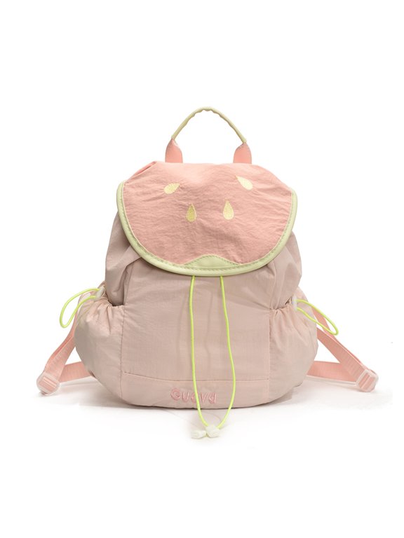 Drawstring Mini Backpack with Magnetic Snap, Multi Pockets Backpack with Drawstring Side Pockets, Lightweight School Backpack for Travel Shopping Hiking, Pink