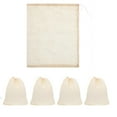 thumbnail image 1 of Drawstring Muslin Bags, 5X6In Reusable Empty Tea Bag for Loose Tea,Cotton Unbleached Cheese Cloth Bag, Spice Bags for Filtering Cooking Soups,Herbs,Herbal Tea,Cold-Brewed Coffee,(5PCS,5.11x6.3 in), 1 of 5