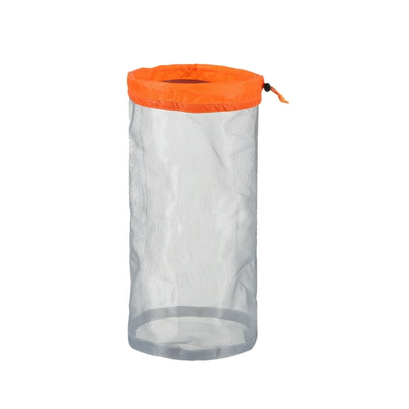 Drawstring Net Bag Storage Pack Up Bag Sorting Container Lightweight Nylon Mesh Pouch for Home Outdoor Travel (Orange)