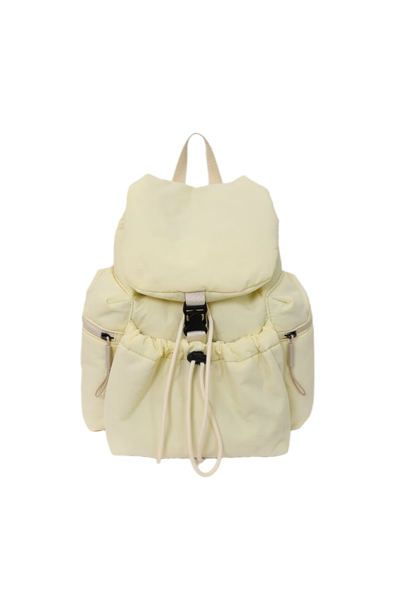 Drawstring Nylon Casual Backpack, Sporty Waterproof Sack with Multiple Pockets, Lightweight Pack for Gym Commute Travel, 10.63 Inch (Yellow)