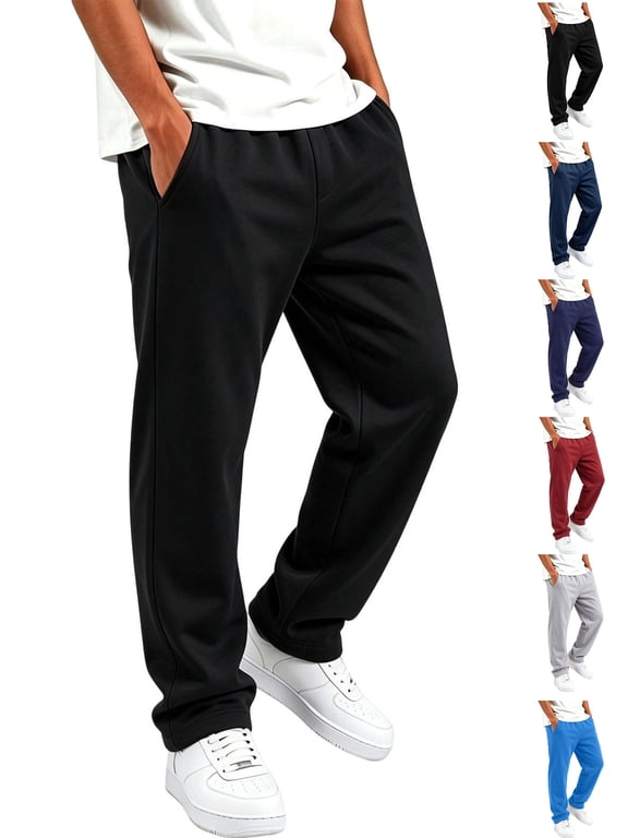 Drawstring Pants Kids Open Bottom Elastic Drawstring Waist Loose Casual Workout Jogger Pants Side Pockets Black 9-10Years