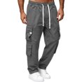 thumbnail image 1 of Drawstring Pants Men Jerdar Men's Thin Straight Work Cargo Pants Trendy Versatile Multi-Pocket Wear Labor Trousers, 1 of 6