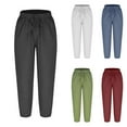 thumbnail image 1 of Drawstring Pants Women - Elastic Waist Jogger Pants for Women Travel Casual Solid Color Loose Trousers with Pockets, 1 of 5