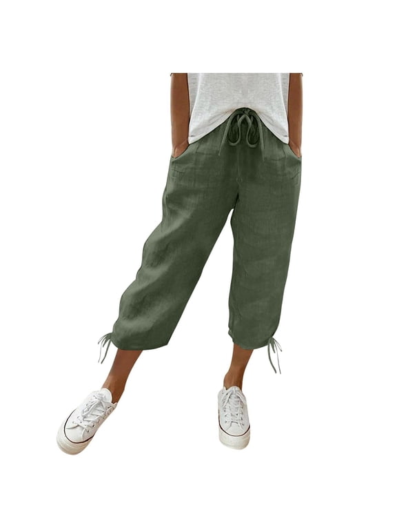 Drawstring Pants Women Lounge Pants Women Dance Studio Pants Flowy Pants for Women Cropped Trouser Flowy Pants Beach Trousers Womens Casual Pants Bermuda Shorts for Women Athletic Capris