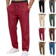 thumbnail image 1 of Drawstring Pants for Men Solid Color Fashionable And Linen Trousers Everyday Comfort Lounge, 1 of 5