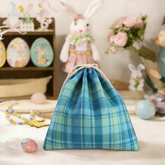 Drawstring Polyester Gift Pouch with Dustproof Closure, Reusable Small Item Storage Bag for Candy Jewelry Keys or Easter Party Favors, Lightweight and Portable Organizing Pouch