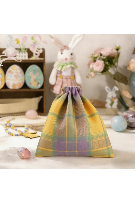 Drawstring Polyester Gift Pouch with Dustproof Closure, Reusable Small Item Storage Bag for Candy Jewelry Keys or Easter Party Favors, Lightweight and Portable Organizing Pouch