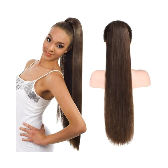 Drawstring Ponytail Clip In Hair Extensions #2 Dark Brown 10-26 Inch Long Straight Brazilian Virgin Hair Ponytail Human Hair Extensions Hairpiece