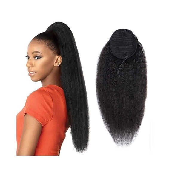 Drawstring Ponytail Extension 14-26 Inch Clip in Brazilian Remy Hair Kinky Straight Ponytail Hairpiece Natural Color
