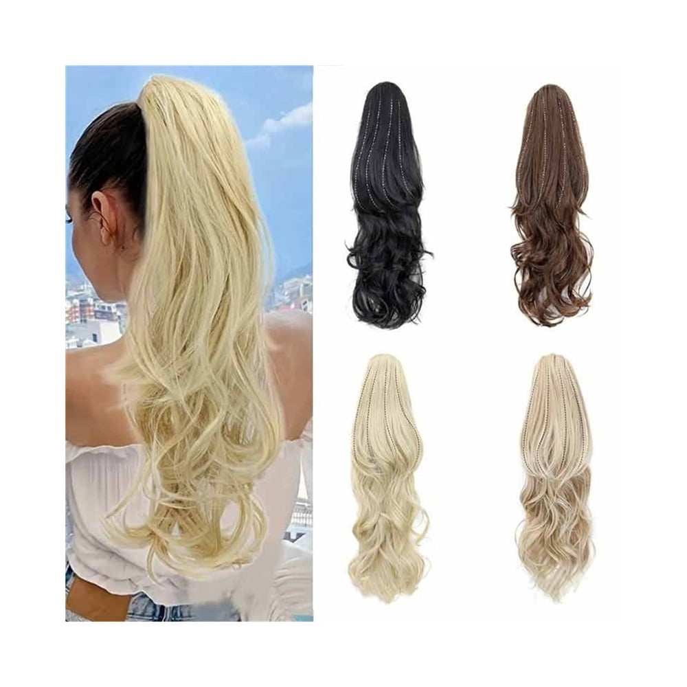 Drawstring Ponytail Hair Extension 22Inch Long Curly Layered Synthetic Fake Pony Tail Hairpieces for Women