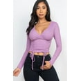 thumbnail image 1 of Drawstring Ribbed Long Sleeve Crop Top, 1 of 8