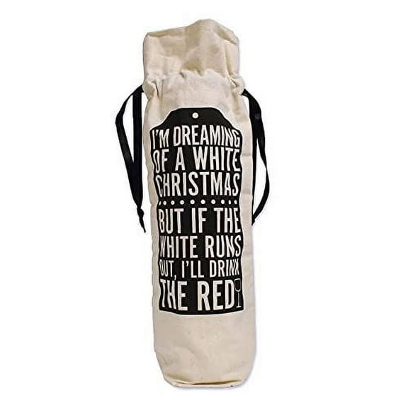 Drawstring Ribbon Winebag, 5.375 inches x 14 inches, Christmas 2
