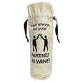 thumbnail image 1 of Drawstring Ribbon Winebag, 5.375 inches x 14 inches, Partners, 1 of 5