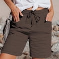 thumbnail image 1 of Drawstring Shorts for Women Lightweight Solid Womens Shorts Side Pockets Solid Color Casual Daily Outfit Gym Workout Yoga Biking Shorts Summer Beach Fashion, 1 of 6