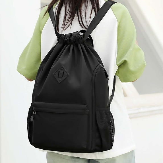 Drawstring Sports Backpack Large Capacity Outdoor Fitness Leisure Multi Purpose Solid Color Gym Bag Travel Backpack