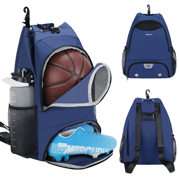 Football Drawstring Bags Basketball Backpack with Shoe Compartment Wet Pocket Hook Basketball Soccer Gym Sports Equipment Bags with Name Tag for Men and Women