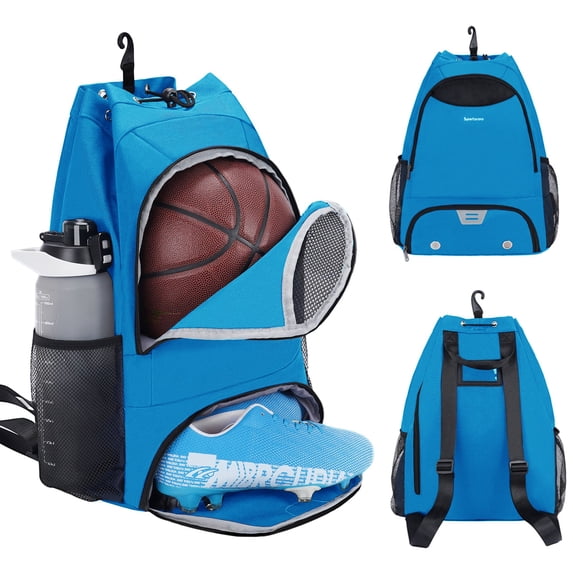 Football Drawstring Bags Basketball Backpack with Shoe Compartment Wet Pocket Hook Basketball Soccer Gym Sports Equipment Bags with Name Tag for Men and Women