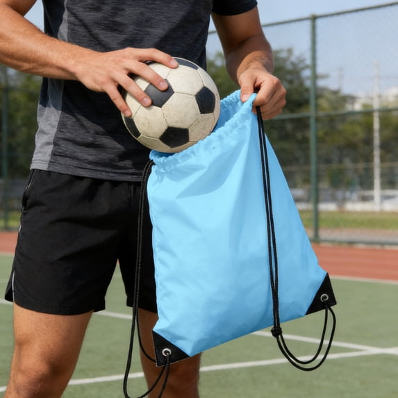 Drawstring Sports Ball Bag, Lightweight Polyester Ball Carry Backpack for Soccer Basketball Volleyball, Gym Practice and Outdoor Game Day Storage Sack