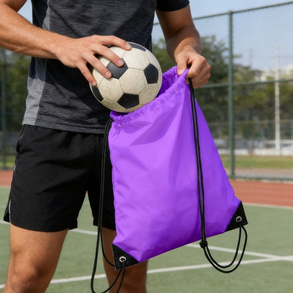 Drawstring Sports Ball Bag, Lightweight Polyester Ball Carry Backpack for Soccer Basketball Volleyball, Gym Practice and Outdoor Game Day Storage Sack