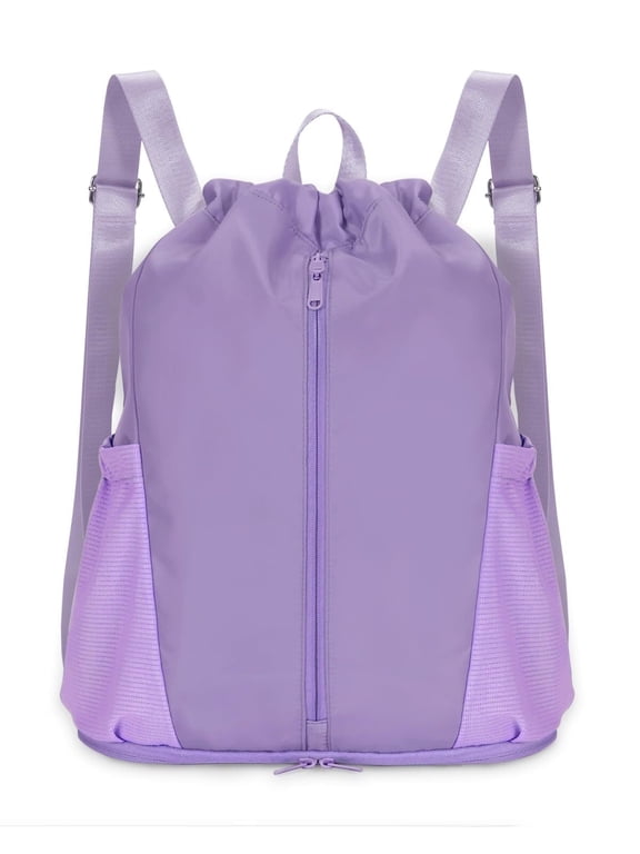 Lightweight Backpack Gym Bag With Shoe Compartment Draw String Football Back Bag For Women Men Travel Hiking Cycling Basketball Swim Bag