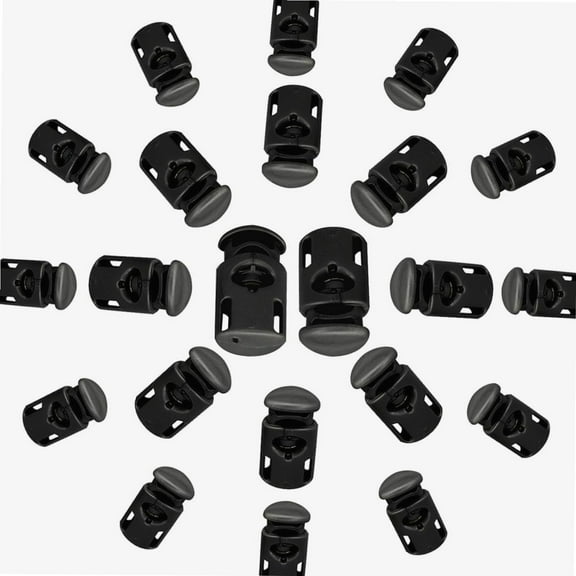 Drawstring Stopper Cord Locks with Single Hole Button Lace Toggles and Wide Push Buttons For Bags, Shoelaces, Paracord, Jackets, Black