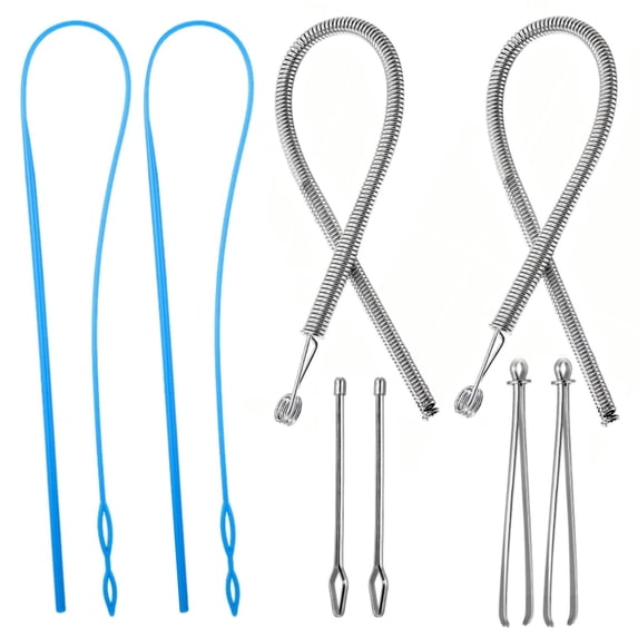 Drawstring Threader Tool Set,8 PCS/Set Include Threader Universal Rope Threader with Spring-Loaded Eye,Flexible Drawstring Threader and Easy Rope Threader Clips for Jackets Coats Pants Hoodies Sweate
