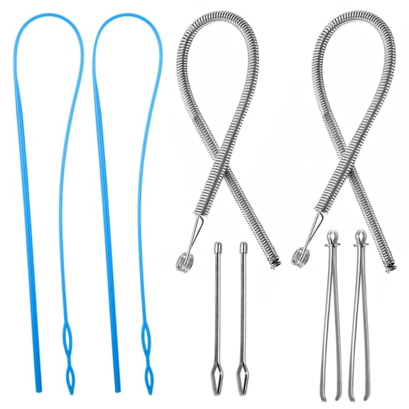 Drawstring Threader Tool Set,8 PCS/Set Include Threader Universal Rope Threader with Spring-Loaded Eye,Flexible Drawstring Threader and Easy Rope Threader Clips for Jackets Coats Pants Hoodies Sweate