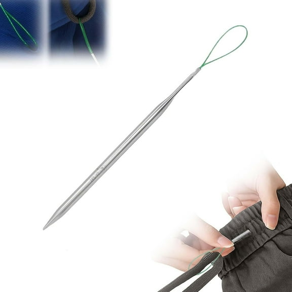 Drawstring Threader Tool Set, Stainless Steel Long Loop Turner Sewing Tools and Short Rope Threading Clips, for Jacket, Pants, Sportswear and Hat Threading