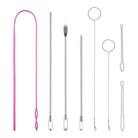 Drawstring Threader Tool Set, Stainless Steel Sewing Loop Turner Hooks with , Flexible Drawstring Threader