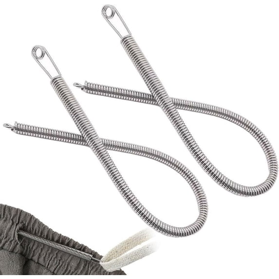 Drawstring Threader Tool Set with Spring Needle - DIY Rope Threader Clip for Hoodies Pants Drawstring Replacement(LR 2 PCS)