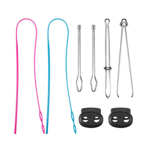 Drawstring Threader Tools Flexible Threader, Tweezers, Cord Locks, Stainless Steel Sewing Loop Turners Hook, Seam