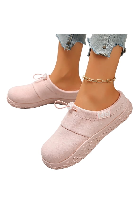 Drawstring Toggle Casual Leather Shoes Daily Office Commuting, Thick Platform Slip On Oxfords Autumn Casual Strolling, Comfortable Holiday Travel Footwear Weekend Travel Trip Wear, Pink 5