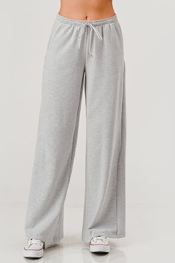 Drawstring Waist Fleece Lined Wide Leg Pants