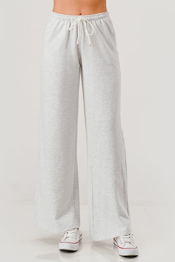Drawstring Waist Fleece Lined Wide Leg Pants