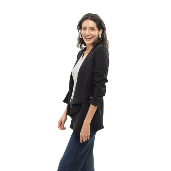 Drawstring Waist Knit Crepe Blazer