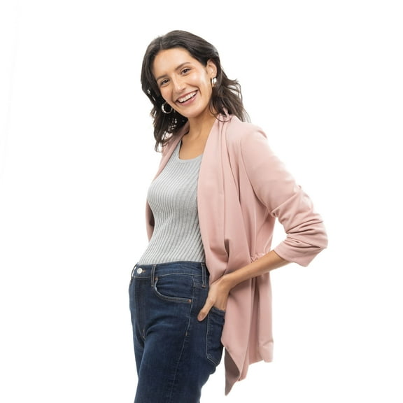 Drawstring Waist Knit Crepe Blazer