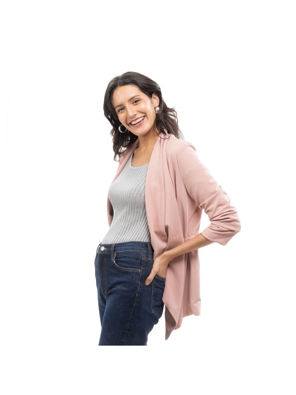 Drawstring Waist Knit Crepe Blazer