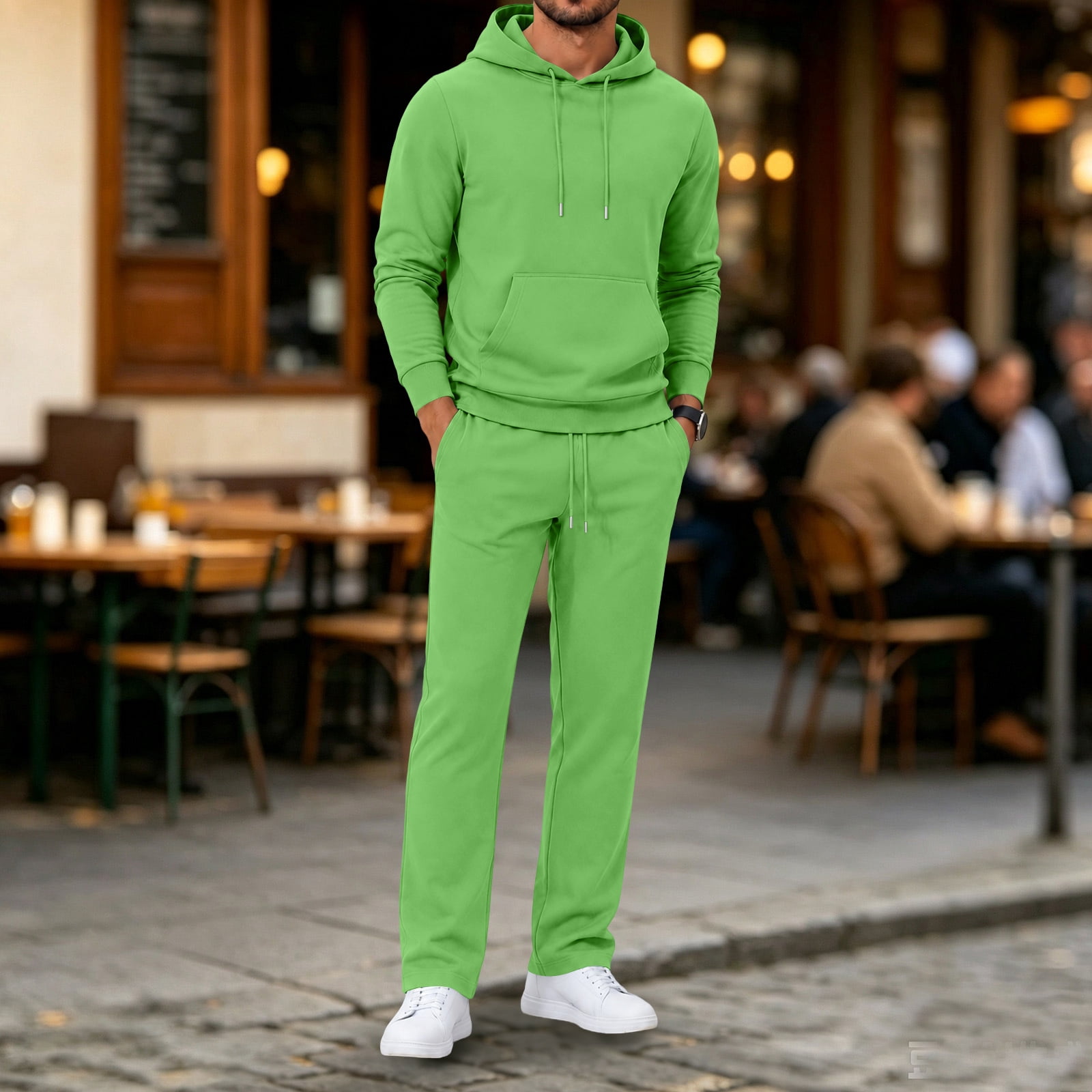 Drawstring Waist Sweatpants and Hoodie Set for Men with a Kangaroo ...