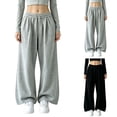 thumbnail image 1 of Drawstring Waist Women Casual Sweatpants Ladies Baggy Lounge Bottoms Pocket Wide Leg Joggers Pant Sports Pants, 1 of 7