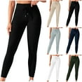 thumbnail image 1 of Drawstring Waist Yoga Pants with Side Pockets, High Waisted Tummy Control Leggings, 4-Way Stretch Workout Tights for Women, Casual Gym Fitness Gifts | CSEONE,Gray XL, 1 of 9